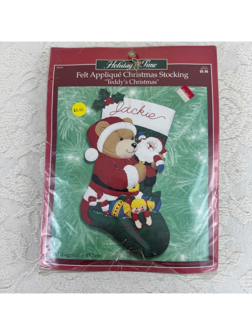 Vintage Bucilla Teddy’s Christmas Felt Applique Stocking Kit 84339 18” NOS